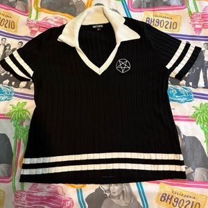 Hot Topic pentagram black uniform collared shirt